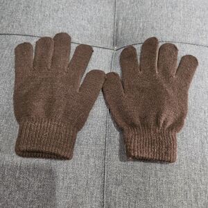 Brown Knit Gloves for Women